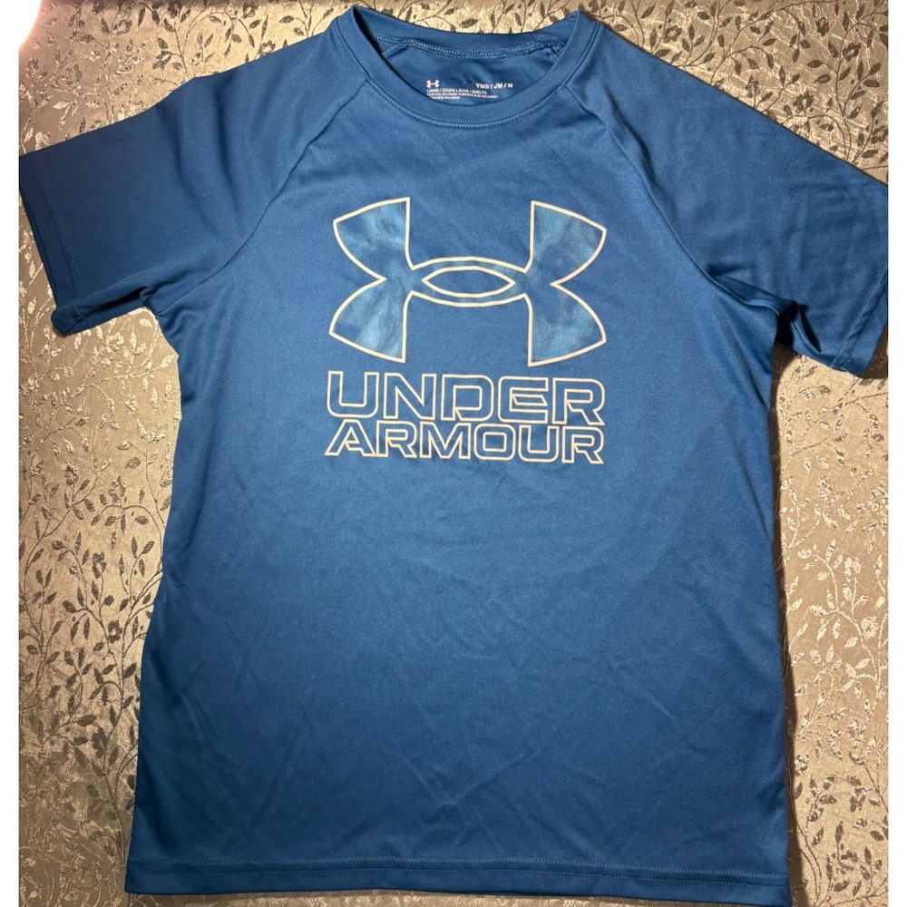 Under Armour Boys Blue Short Sleeve HeatGear Graphic Logo T-Shirt Sporty